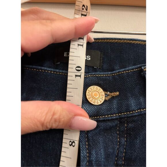 Express 70's Flare Mid-rise jeans sz 4S distressed minimalist rock retro - Picture 9 of 11